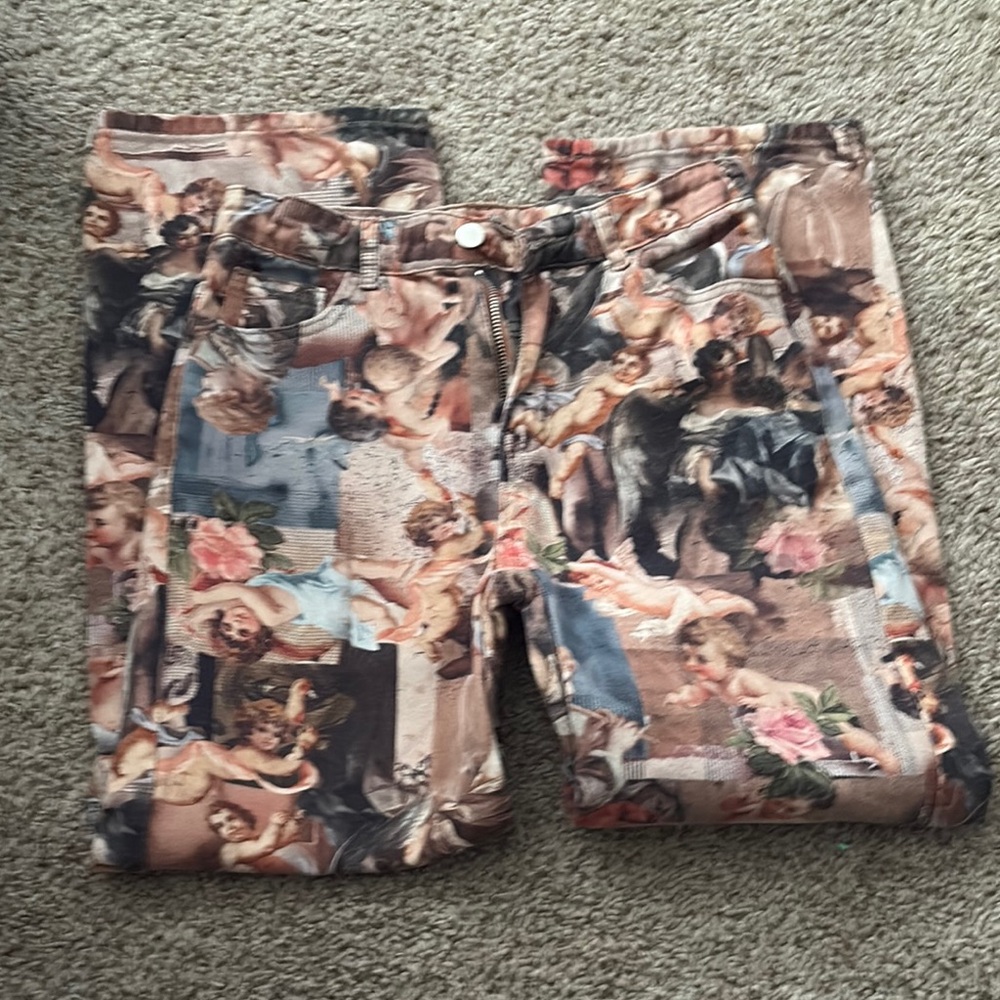 SHEIN Brown Artistic Print Jeans